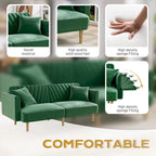 Divano Letto Futon Convertibile, Rivestimento Trapuntato con Bottoni, Bracciolo Pieghevole, Divano Letto per Piccoli Spazi