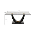 Tavolino da Caffè Rettangolare Moderno ed Elegante con Piano in Vetro e Base in Legno
