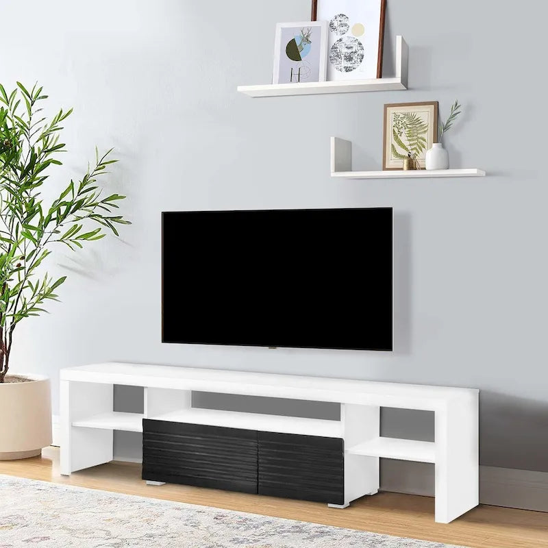Ida Mobile TV da 75 Pollici, con 2 Cassetti, Bianco Lucido