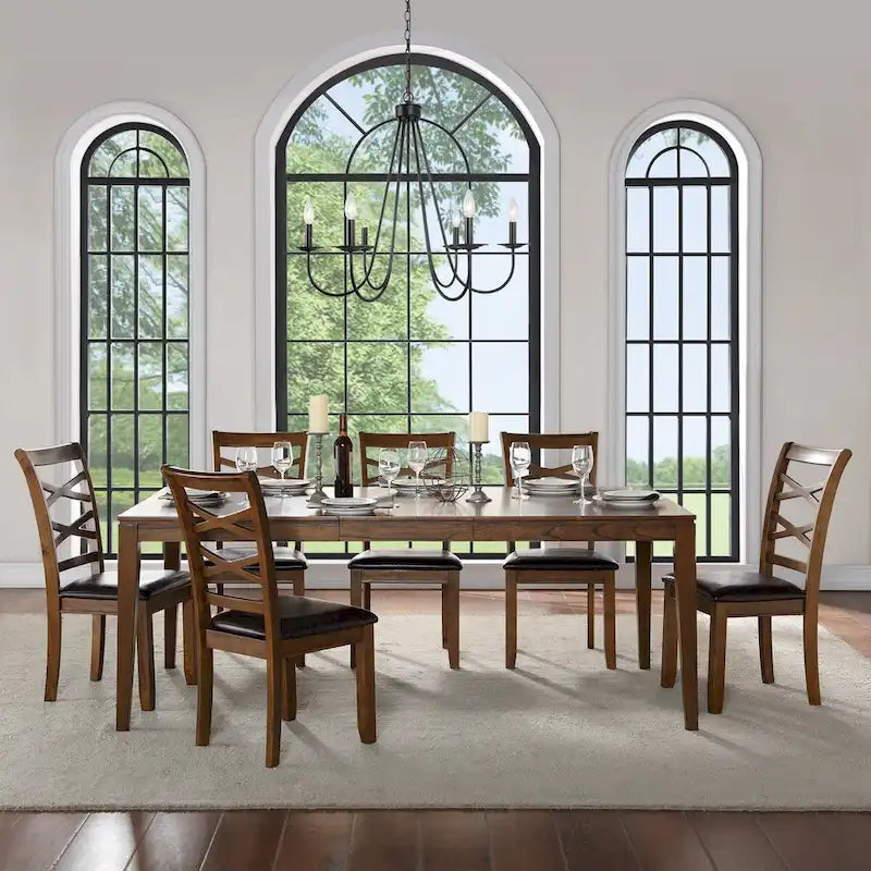 *Limited* Zarbel 6-8 People Tavolo da Pranzo Rettangolare Modern Farmhouse Legno Massello con Prolunghe per Sala da Pranzo Cucina