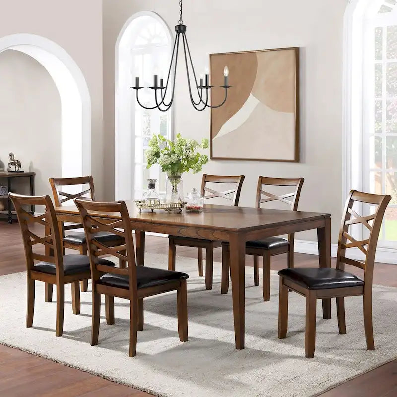 *Limited* Zarbel 6-8 People Tavolo da Pranzo Rettangolare Modern Farmhouse Legno Massello con Prolunghe per Sala da Pranzo Cucina