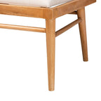 Set panca angolare da pranzo Denver moderno bohémien a 2 pezzi in legno di acacia ed erba marina naturale