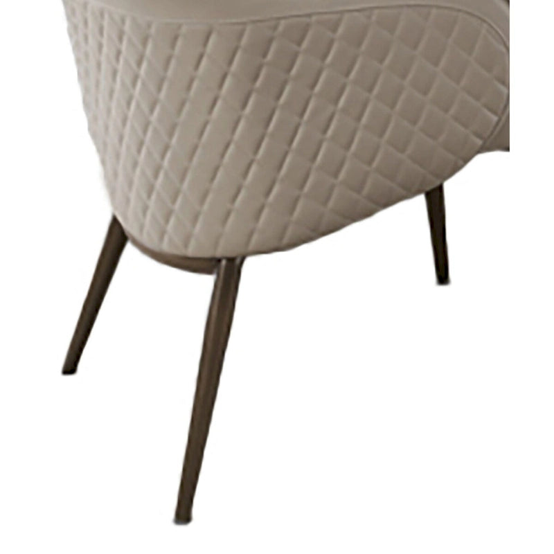 Liy Set di 2 Sedie da Pranzo da 26 Pollici, Imbottite Curve, in Ecopelle Beige Trapuntata