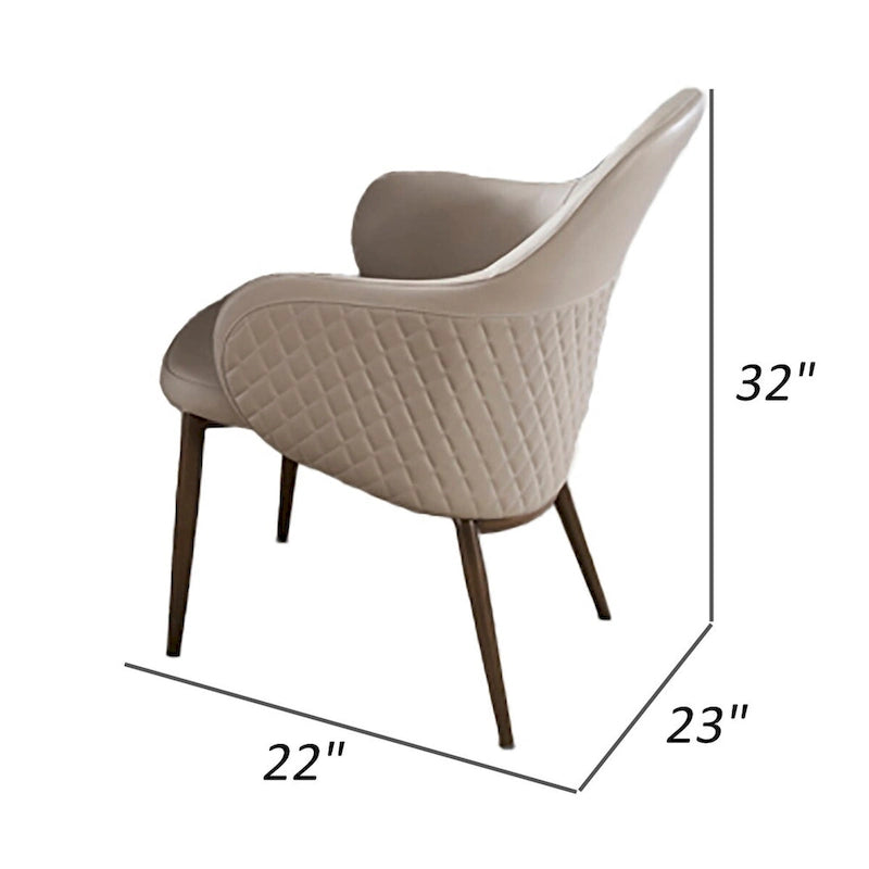 Liy Set di 2 Sedie da Pranzo da 26 Pollici, Imbottite Curve, in Ecopelle Beige Trapuntata