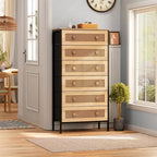 Cassettiera a 6 cassetti con mobiletto organizer in rattan PE