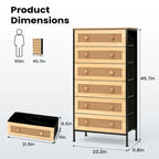 Cassettiera a 6 cassetti con mobiletto organizer in rattan PE